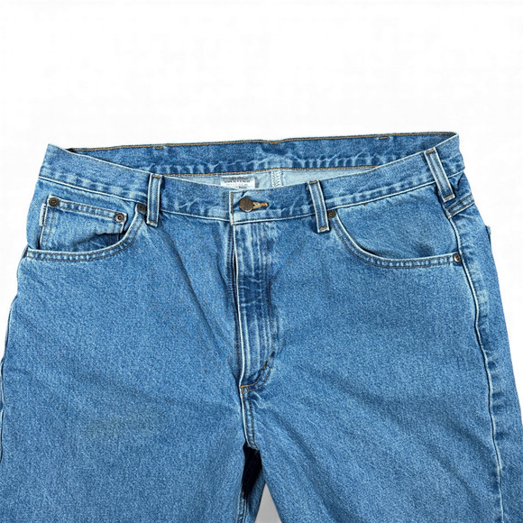 Carhartt Jeans Mens 38x30 Blue Stonewash Relaxed Fit B18 Straight Workwear Denim - Picture 3 of 9